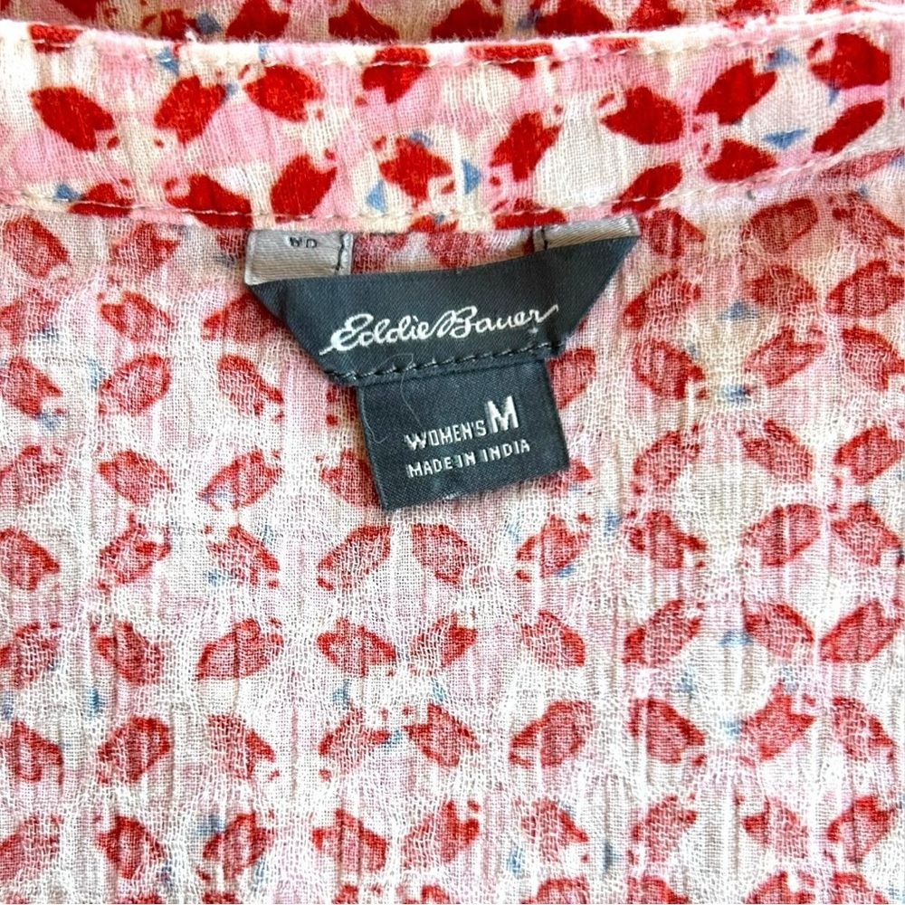 4/$20 Eddie Bauer Women’s Abstract Geometric Print Cotton Blouse Medium - Picture 4 of 5